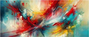 Obraz – Abstrakcia s červenou (120x50 cm)
