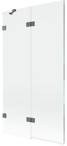 Mexen Lunar, 2-krídlová vaňová zástena ľavá 100 x 150 cm, číre sklo, grafitová, 897-100-100-95-00-L