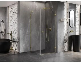 Mexen Lunar-B L výklopný sprchový kút pravý 70 x 70 cm, číre sklo, zlatá lesklá, 832L-070-070-50-00-P
