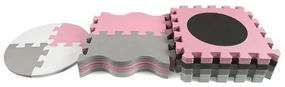 Penové puzzle podložka ohrádka Jolly 3x3 Shapes Pink Grey