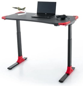 Výškovo nastaviteľný stôl OfficeTech Game, 120 x 60 cm, čierna