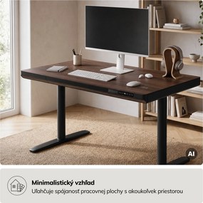 Elektrický písací stôl sit-stand so zásuvkou a bezdrôtovou nabíjačkou Qi čierny/orech, 1200 mm: ELLIS