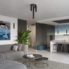 Stropné svietidlo Karbon, 1x čierne kovové tienidlo, (40 cm)