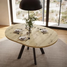 OKRÚHLY ROZKLADACÍ JEDÁLENSKÝ STÔL EWALD DUB ARTISAN + ČIERNY 100/140 cm