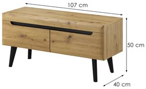 Televizní stolek Nordi 107 cm černý/dub Artisan