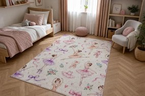 Detský koberec protišmykový BAMBINO 61600 krémový / ružový