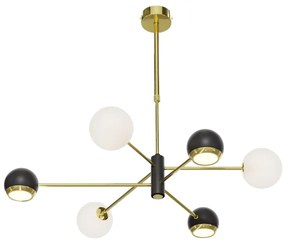 Jupiter 1965 - Luster na tyči MOKA 3xGU10/10W/230V + 3xG9/10W/230V zlatá/čierna/biela