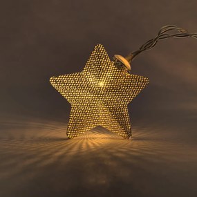 DECOLED Svetelná reťaz LED na batérie, 10 teplých bielych LED diód, 1,8 m, kovové hviezdy