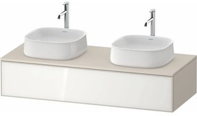 DURAVIT Zencha závesná skrinka pod dve umývadlá na dosku, 1 zásuvky, 1300 x 550 x 281 mm, biela/taupe super matná, ZE4813B64830000