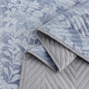 Prehoz na posteľ FLOWERS modrý / sivý Rozmer: 200 x 220 cm