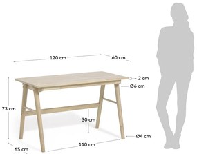 Písací stôl z kaučukového dreva Kave Home Curie