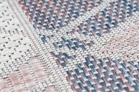 Koberec / behúň šnúrkový SIZAL SION Geometrický, Trojuholníky 3006 ploské tkanie biely / ružový