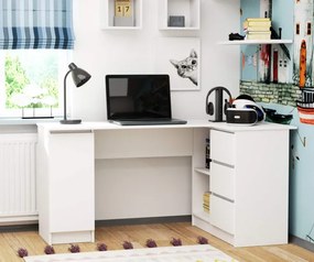 Rohový kancelársky stôl B20 CLP pravostranný, biely