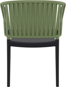 PORTOFINO záhradná stolička s podrúčkami black/olive green