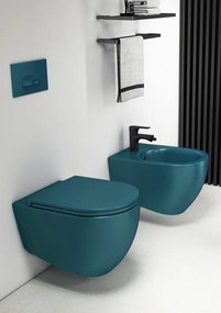 Isvea Isvea, INFINITY závesná WC misa, Rimless, 36,5x53cm, matná zelena Petrol, 10NF02004-2P