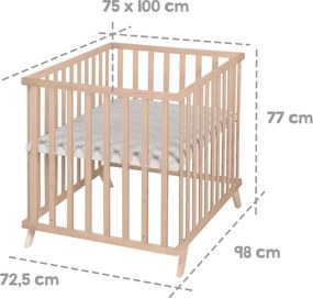 Detská ohrádka z bukového dreva s nastaviteľnou výškou 75x100 cm v prírodnej farbe Lil Planet – Roba