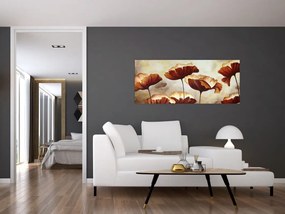 Obraz červených kvetov (120x50 cm)