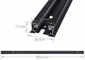 BERGE Koľajnica 1m pre bodové reflektory GU10 - čierna