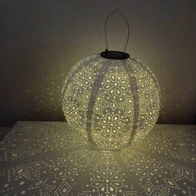 DECOLED Solárny lampáš, 30 cm, teplá biela, biely