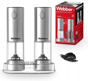 WEBBER Elektrický mlynček na soľ a korenie - dobíjateľný