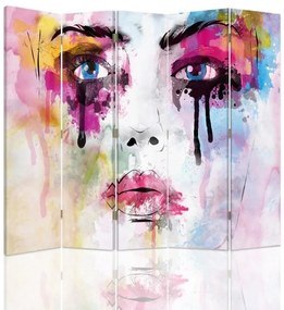 Ozdobný paraván Abstraktní tvář ženy - 180x170 cm, päťdielny, obojstranný paraván 360°