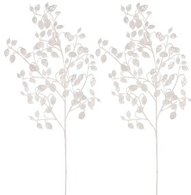 Súprava umelých vetvičiek Lunária, 2 ks, biela, srienistá, 85 cm