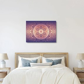 Sklenený obraz - Mandala na fialovom gradiente (70x50 cm)