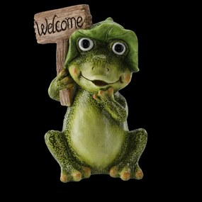 ZÁHRADNÁ FIGÚRKA – SEDIACA ŽABA „WELCOME“ 25 x 18 x 36,5 CM *7201