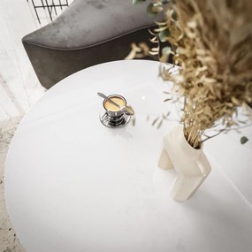 OKRÚHLY KONFERENČNÝ STOLÍK 2v1 LEONARDO 2 BIELY LESK / ZLATÝ