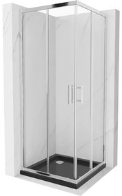 Mexen Rio štvorcová sprchová kabína 70 x 70 cm, transparentnéné, chrómová + závesný bidet Flat, čierna - 860-070-070-01-00-4070
