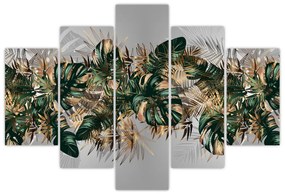 Obraz - Zlato-zelené tropické listy (150x105 cm)