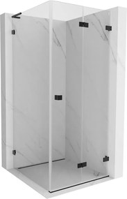 Mexen Lunar-F L, 1-krídlový sprchový kút so skladacími dverami, pravý, 70 x 70 cm, 8mm číre sklo, čierny profil, 836L-070-070-70-00-P