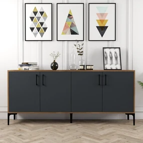 Konzolový stolík Kiev - Walnut, Anthracite