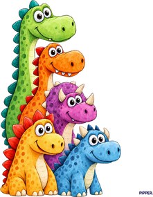 PIPPER. Farební dinosauri – textilná nálepka na stenu