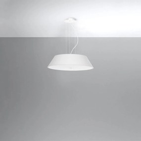 Závesné svietidlo Vega, 1x biele textilné tienidlo, (biele sklo), (fi 60 cm)