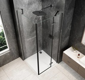 Polysan Polysan, GLOBE GUN METAL štvorcová sprchová zástena 800x800mm, číre sklo, pravé, GB1080-3215RGM