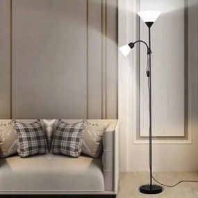 Smart LED AGNES stojaca čierna lampa na čítanie nastaviteľná 2xE27
