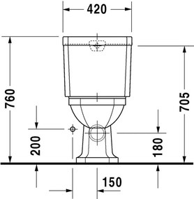 Duravit 1930 - WC kombi misa, odpad vodorovný, biela 0227090000