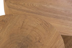 Sada okrúhlych konferenčných stolíkov Liviano 80 a 45 cm - prírodný dub / čierny
