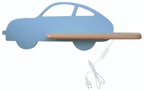 LED Detské nástenné svietidlo s poličkou CAR LED/5W/230V modrá/drevo