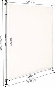 Voľnestojaca balkónová markíza, clona na terasu s kľukou - béžová