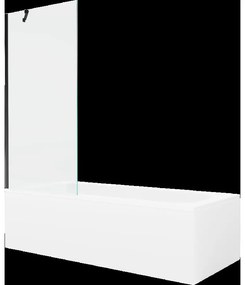 Mexen Vega obdĺžniková vaňa 150 x 70 cm s obkladom a 1-krídlovou sprchovou zástenou 80 cm, Transparentné, Čierna - 550115070X950