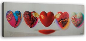 Obraz na plátně Srdce láska láska červená - 90x30 cm