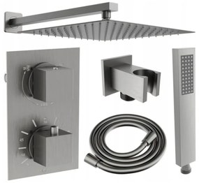 Mexen Cube DR02 sprchová súprava pre podomietkovú inštaláciu z dažďová sprcha 30 cm, grafitová čierna - 77502DR0230-66