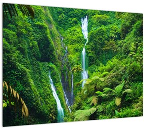 Sklenený obraz - Vodopády Madakaripura, východná Java, Indonézia (70x50 cm)