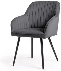 Sada dvoch jedálenských stoličiek FLORENCE zamatové, grafitové / čierne nohy (2 ks)