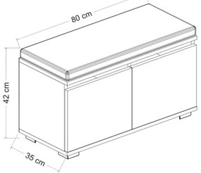 Skrinka na topánky DRAGO 42x80 cm biela/čierna