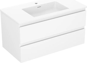 Mexen Orio, kúpeľňová skrinka 90 cm s umývadlom Otis, 2 zásuvky, biela matná, 91A10-09047-2-BFF01-W18M01