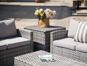 Veľká záhradná sedacia súprava s boxom na podušky AUCKLAND sivá