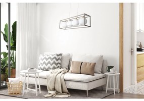 Závesné svietidlo Eliza Cage, 4x biele sklenené tienidlo v kovovom ráme